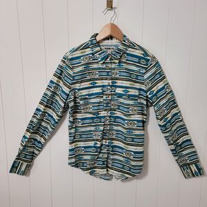 Rank 45 Top Womens M Blue White Southwestern Aztec Cowgirl Rodeo Rancher Western